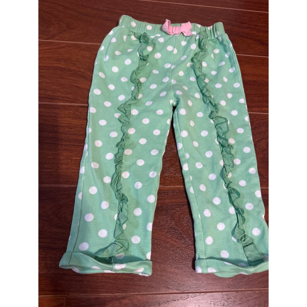 Matilda Jane girls 18-24 months green dot pants  summer spring with a pink bow